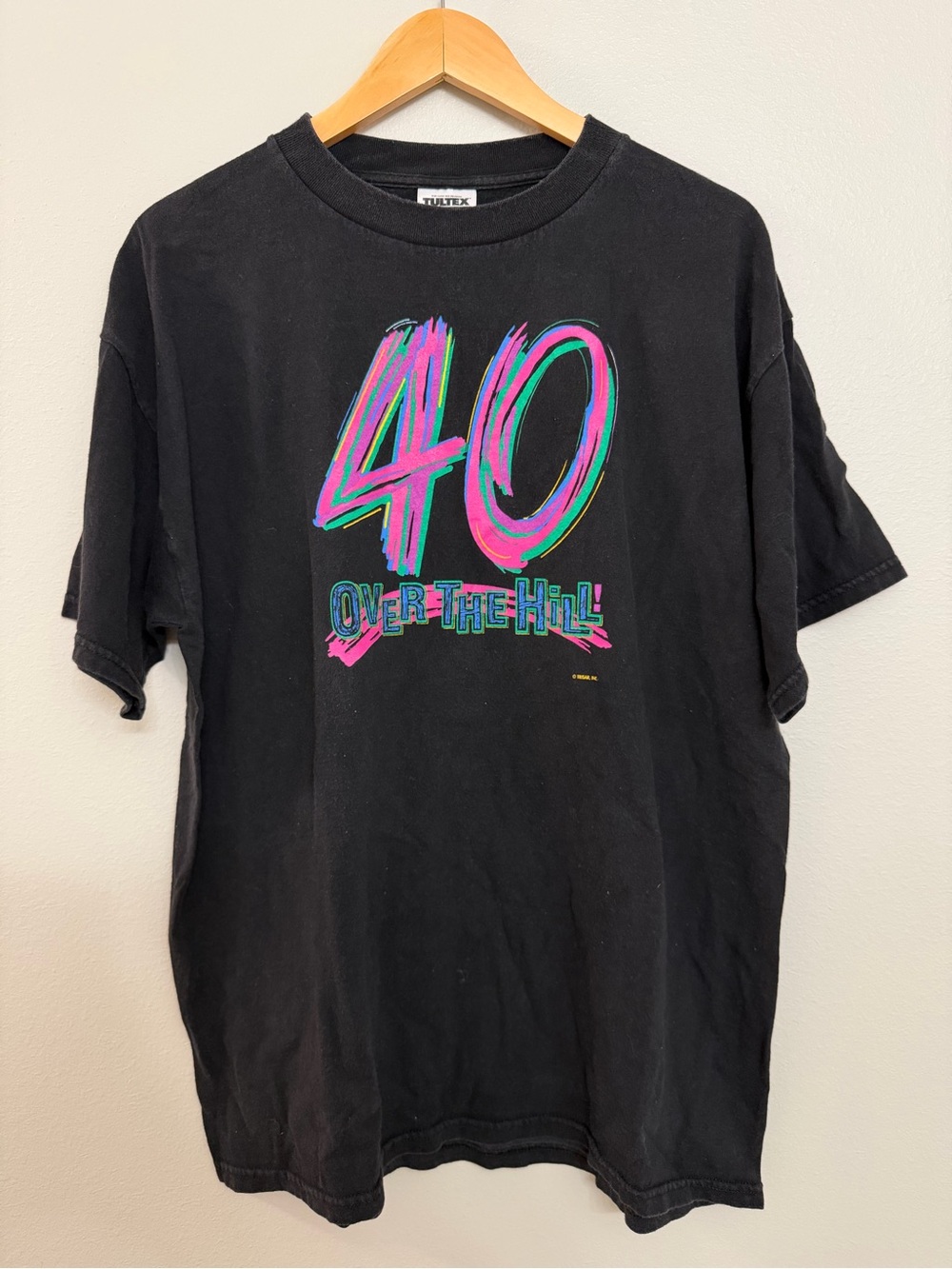 Vintage 90s Trisar 40 Over The Hill Neon Graphic T Shirt